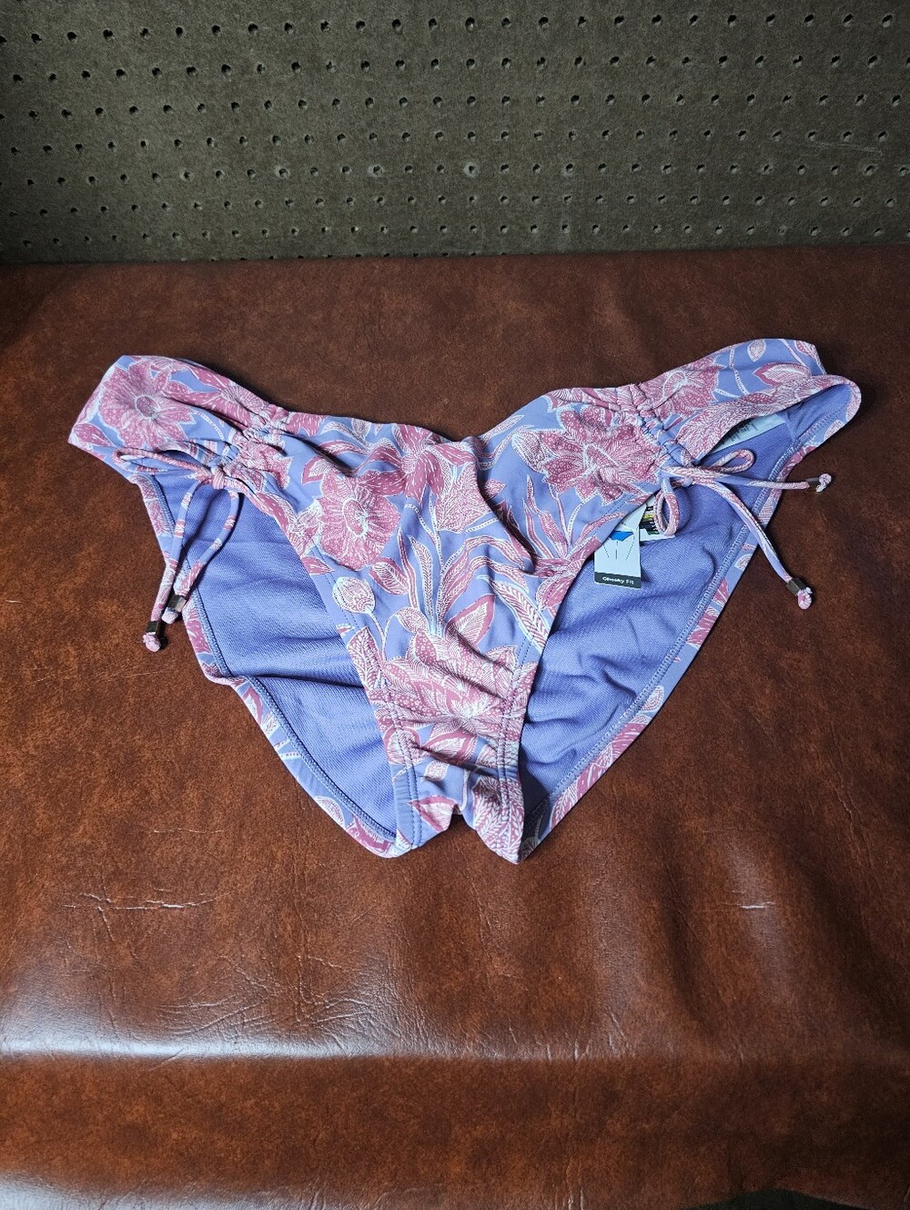 Time Tru Swim Bottom Womens 1X 16/18 Pink Floral Tie Side Low Rise Cheeky Fit